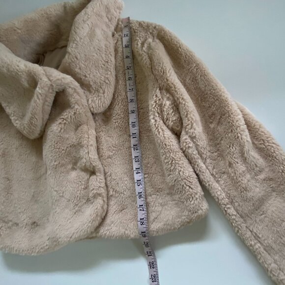 Miami Faux Fur Cropped Tan Jacket Sz Sm - Picture 11 of 12